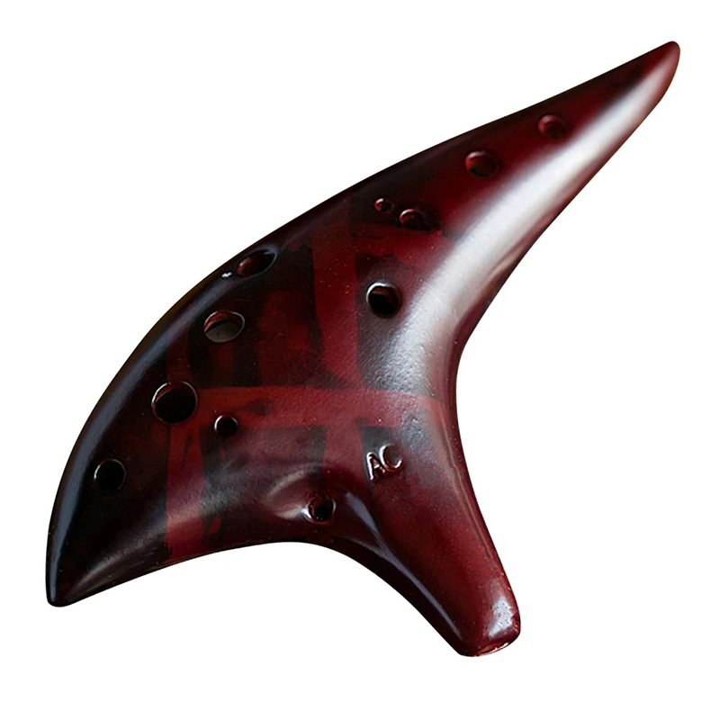 Ocarina de 12 agujeros en Alto C - Instrumento de viento de resina para principiantes y músicos avanzados (Estilo Zelda) de color rojo