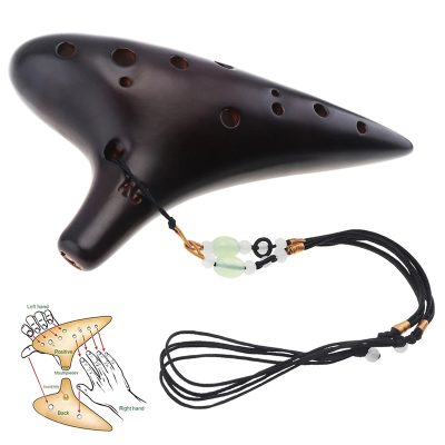 Ocarina de Cerámica de 12 Agujeros - Melodía de los Elementos en Color Negro
