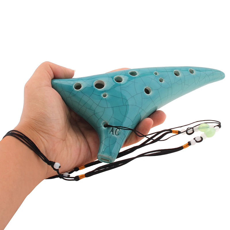 Ocarina de Cerámica de 12 Agujeros - Melodía de los Elementos Color Verde Menta