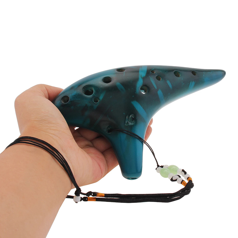 Ocarina de Cerámica de 12 Agujeros - Melodía de los Elementos en Color Azul