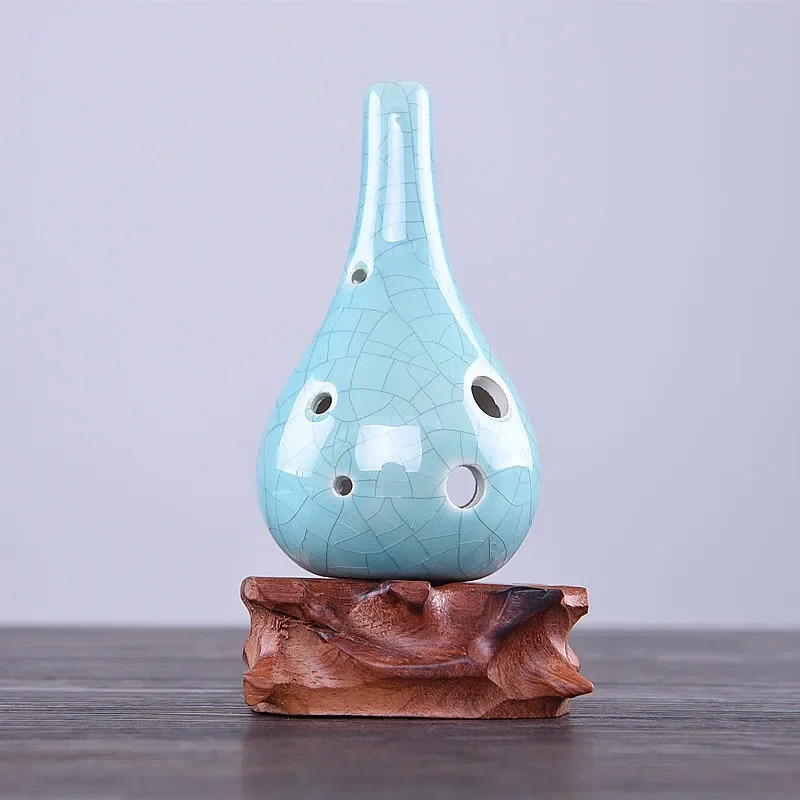 Ocarina de Cerámica en Forma de Gota - Sonoridad Zen Elegante de Color Azul Cielo