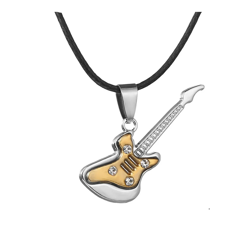 Colgante de guitarra 'Crystal Jam' de estilo rock en color oro