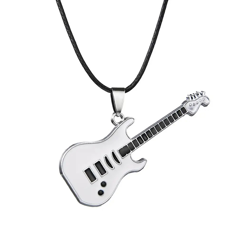 Colgante de Guitarra Rock 'Doble Solo' de Color Blanco