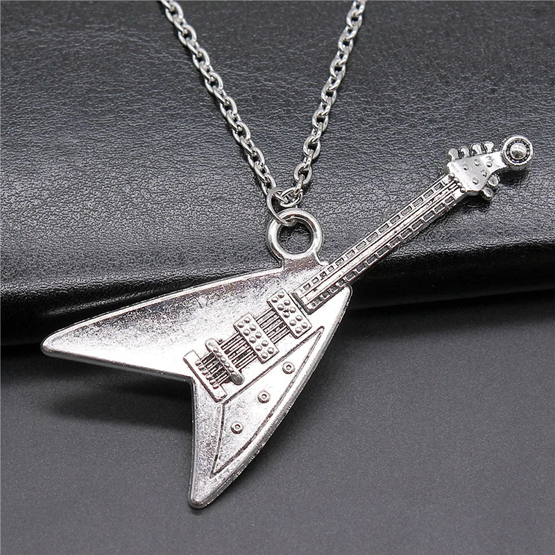 Colgante de Guitarra Rock - Flying V Plateado