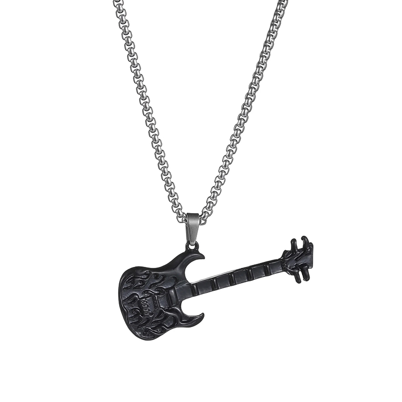 Colgante de Guitarra Rock Metal - Calavera de Llama Oscura