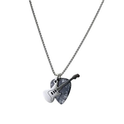 Colgante de guitarra rock 'Pick & Roll' de color negro