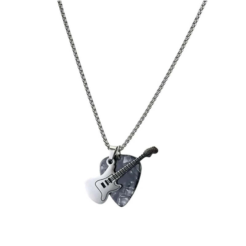 Colgante de guitarra rock 'Pick & Roll' de color negro
