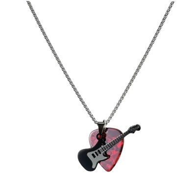 Colgante de guitarra rock 'Pick & Roll' de color rojo