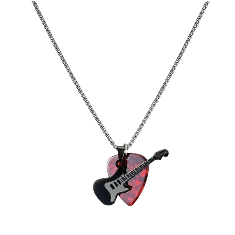 Colgante de guitarra rock 'Pick & Roll' de color rojo