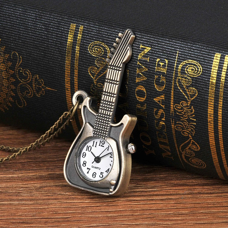 Colgante de Guitarra Rock y Reloj de Bolsillo - Solo Tiempo Vintage