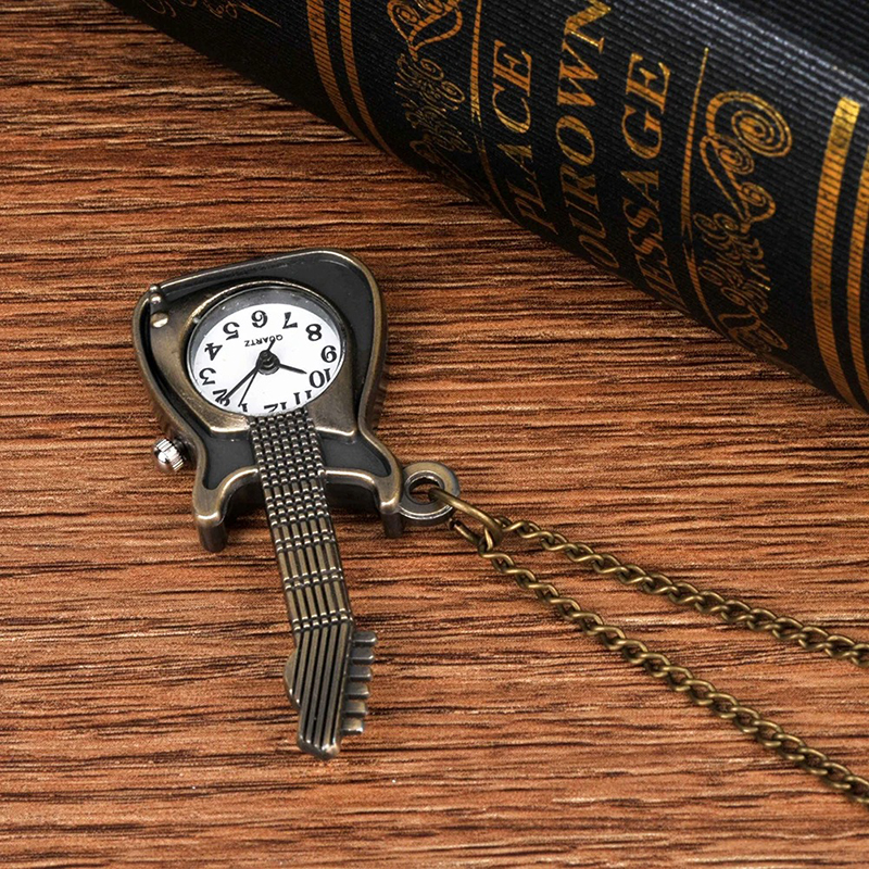 Colgante - Guitarra de Rock y Reloj de Bolsillo - Solo de Tiempo Vintage