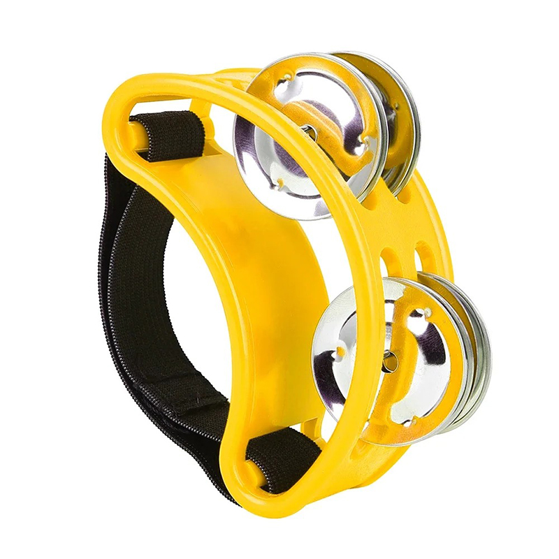Pandereta de Pie para Músico - Accesorio de Percusión Jingle Beat Multicolor de Color Amarillo