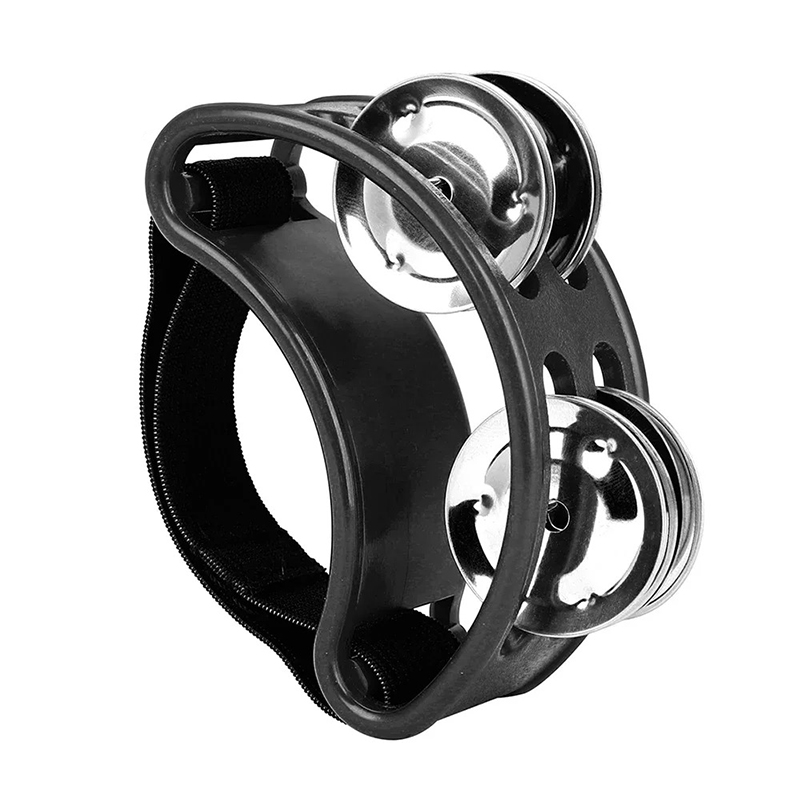 Pandereta de Pie para Músico - Accesorio de Percusión Jingle Beat Multicolor de Color Negro