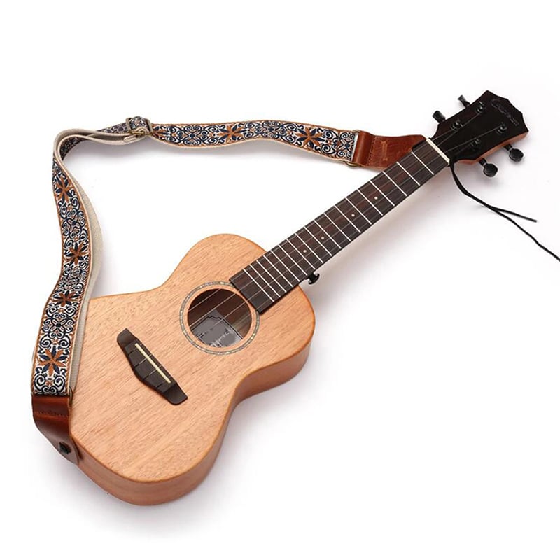Correa de Ukulele Avant Vintage con Flores Bohemias en Azul y Ocre
