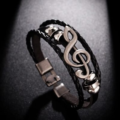 Pulsera Clé de Sol Rock Écho Musical - Color Negro
