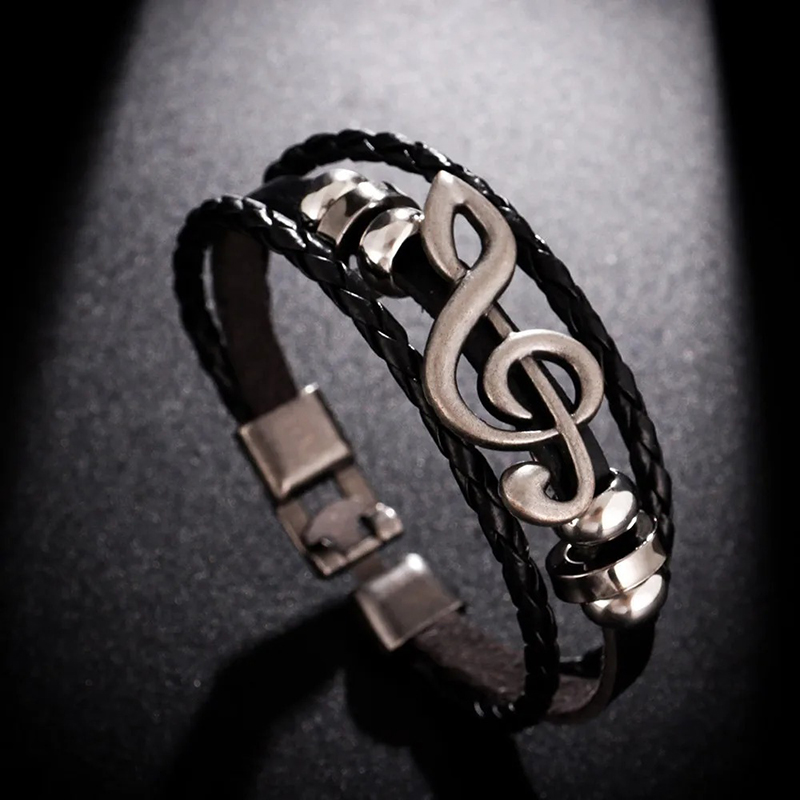 Pulsera Clé de Sol Rock Écho Musical - Color Negro