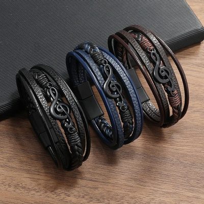 Pulsera Clave de Sol Rock Negro Armonía - ¡3 colores a elegir!