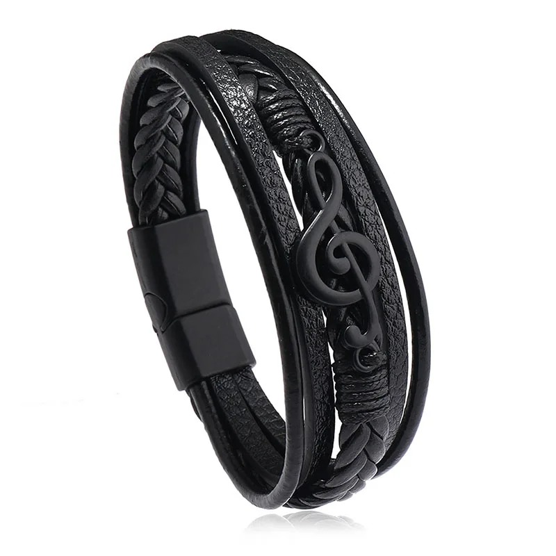 Pulsera Clave de Sol Rock Negro Armonía Color Negro