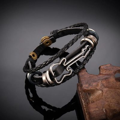 Pulsera de Guitarra Rock - Dúo Espíritu Electrik - Color Negro