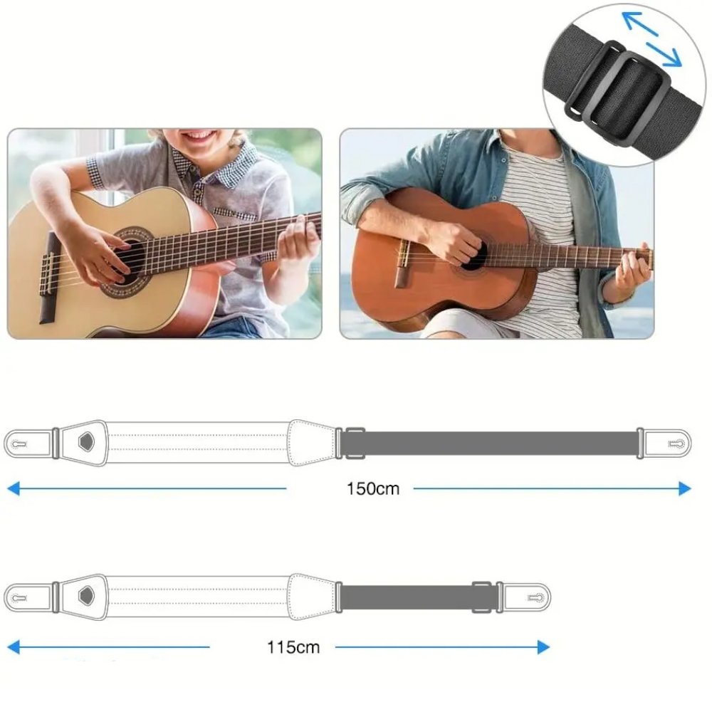 Detalles de los ajustes de la Correa de Guitarra Confort Acolchada con Soporte para Púas - Modelo Barroco Rojo Real