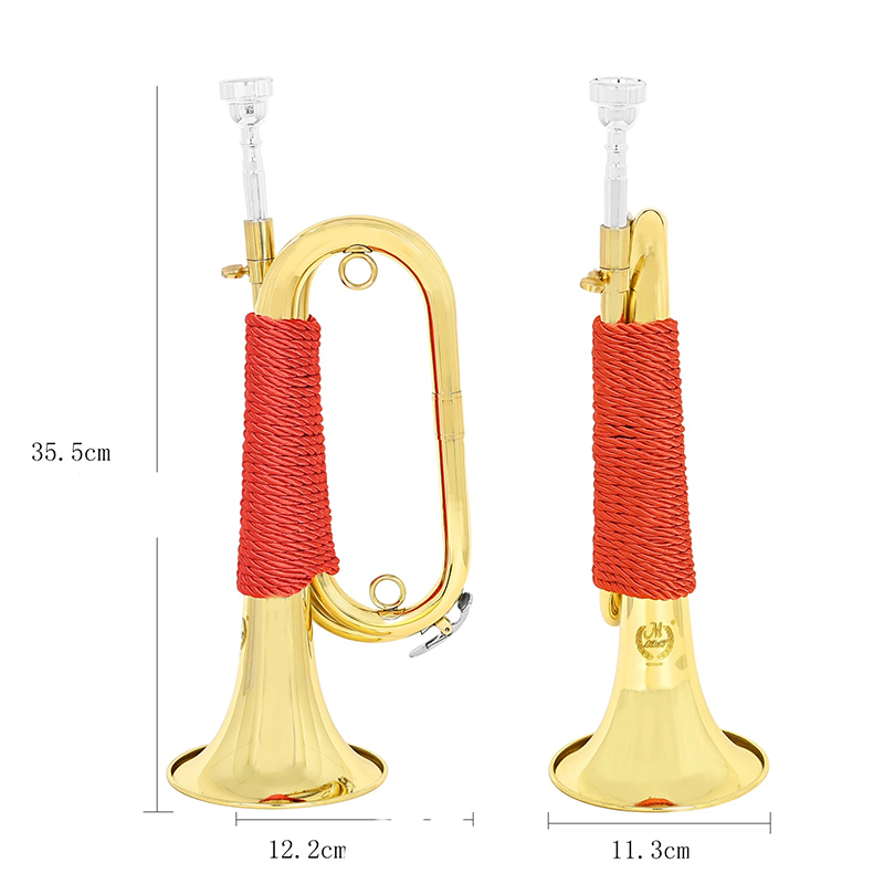 Dimension Bugle de Marche Español - Latón Dorado con Funda Instrumentos de Viento