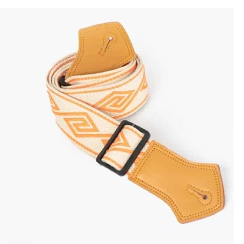 Magnífica Correa de Guitarra Vintage Laberinto Naranja Mandarina