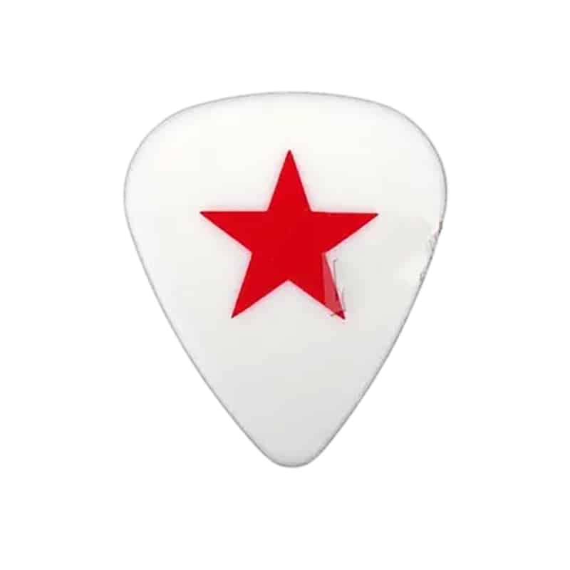 Púa de Guitarra Estrella Roja Rock en Color Blanco