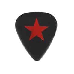 Púa de Guitarra Estrella Roja Rock en Color Negro