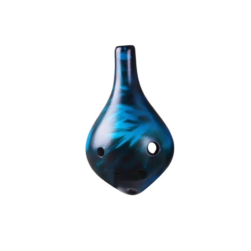 Ocarina de Cerámica - Estilo Strawfire de 6 Agujeros en Tono C de Color Azul Marino