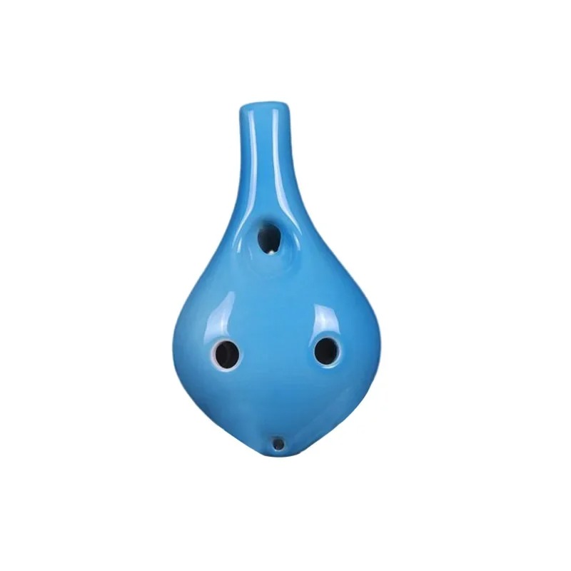 Ocarina de Cerámica - Estilo Strawfire de 6 Agujeros en Tono C de Color Azul Marino