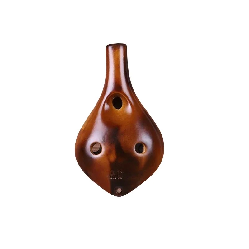 Ocarina de Cerámica - Estilo Strawfire de 6 Agujeros en Tono C de Color Marrón