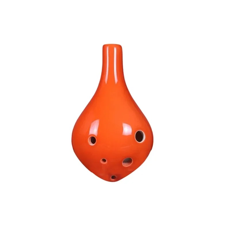 Ocarina de Cerámica - Estilo Strawfire de 6 Agujeros en Tono C de Color Naranja