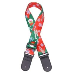 Correa de Guitarra Navideña - Copos de Nieve y Gorro de Papá Noel
