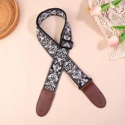 Correa de Guitarra Vintage con Arabescos Negros e Marfil