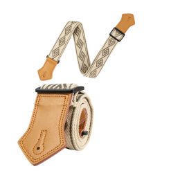 Correa de Guitarra Vintage Laberinto Café Crema