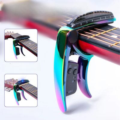 Capodastre Guitare Intelligent 2-en-1 avec Accordeur LED Rechargeable USB-C