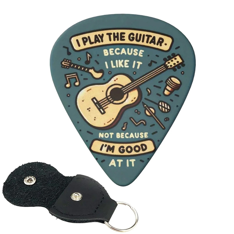 Avant Plectres Humoristiques I Play the Guitar Because I Like It - Set de 6 avec Porte-Clés Étui
