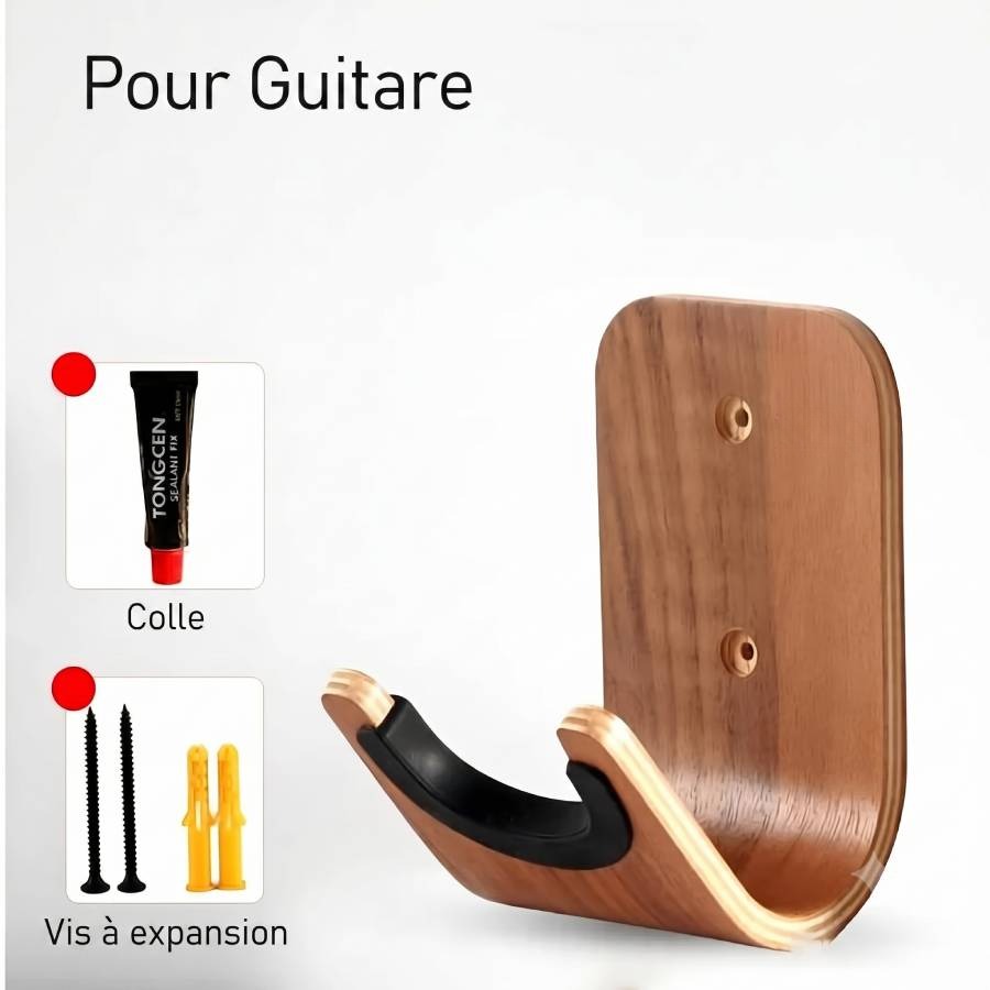 Détails Support Mural Guitare Design Bois Courbé Élégance Naturelle