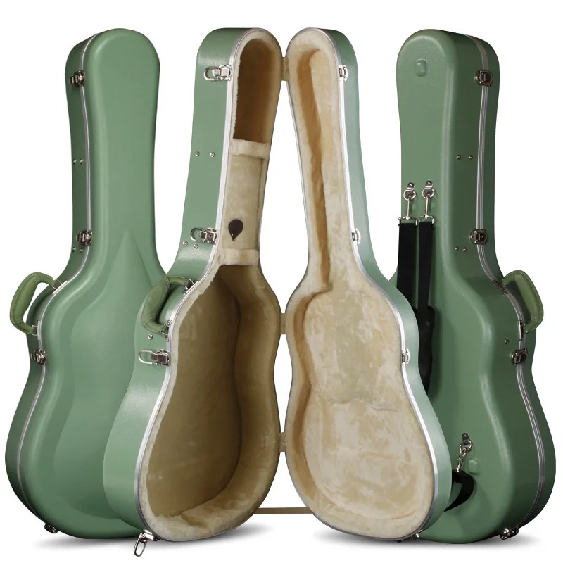 Étui Guitare Acoustique Rigide 40-41 Pouces, Hardshell Case ABS avec Sangles Sac à Dos Couleur Vert