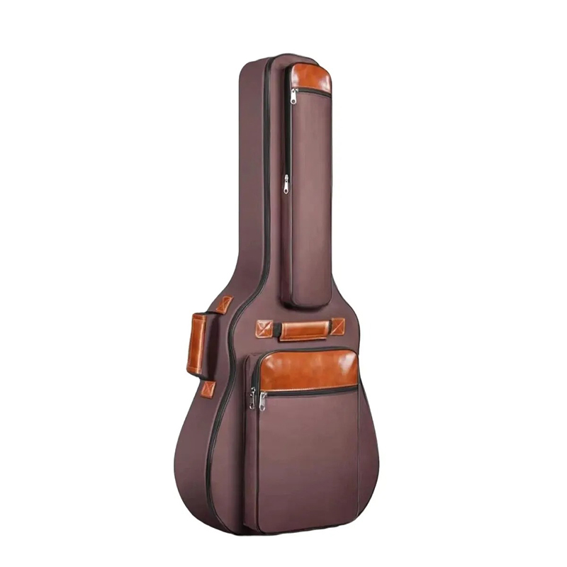 Housse Guitare Acoustique Folk 40 41 42 Pouces, Gig Bag Rembourrée 12mm, Imperméable Tissu Oxford avec Sac à Dos Couleur Marron