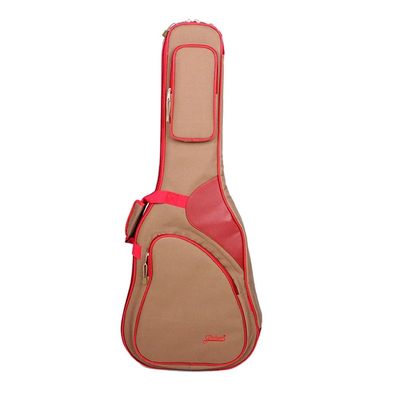 Housse Guitare Acoustique Rembourrée, Gig Bag Sac à Dos avec Support de Manche, Design Bicolore pour FolkDreadnought Couleur Kaki