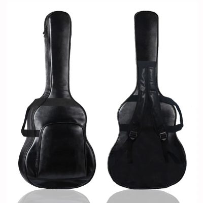 Housse Guitare Acoustique Similicuir PU, Gig Bag Rembourré 40-41 Pouces, Étanche Style Cuir Vintage Sac à Dos Couleur Noir