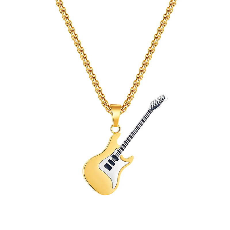 Collier pendentif volume plein guitare électrique - or