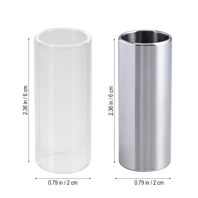 Détails bottleneck Guitare - en verre transparent et en acier - lot de 2