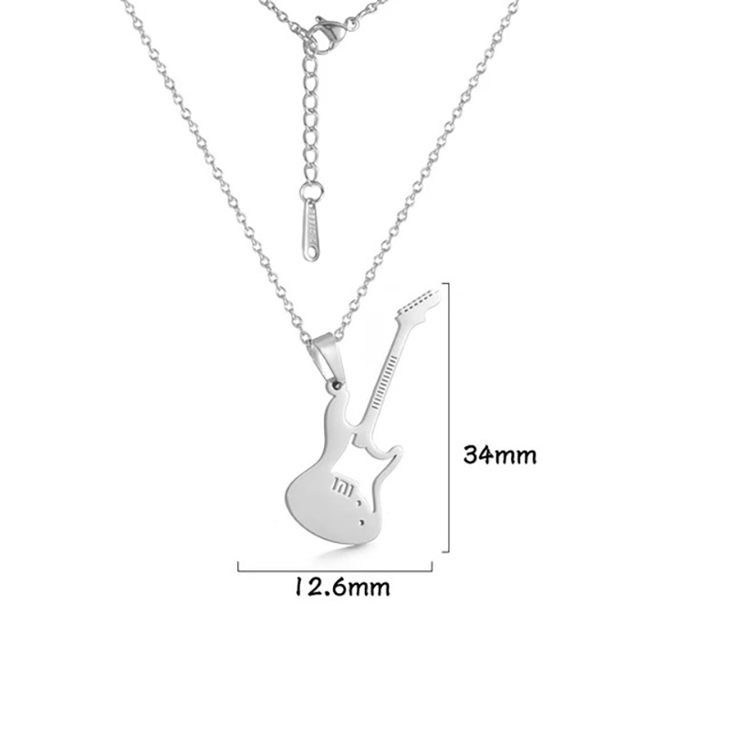 Pendentif graphique guitare électrique - couleur argent