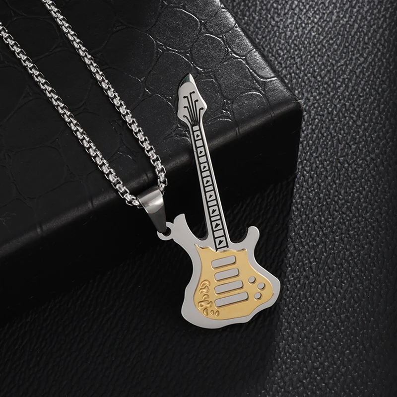 Pendentif guitare basse 3 couleurs - couleur or