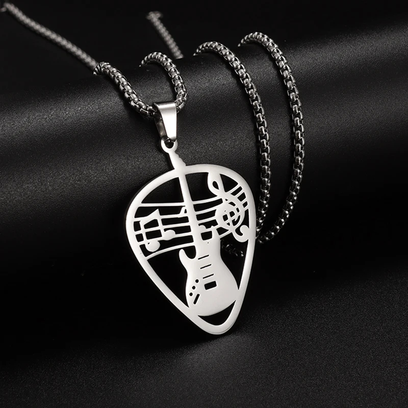 Pendentif médiator graphique stylisé - couleur argent