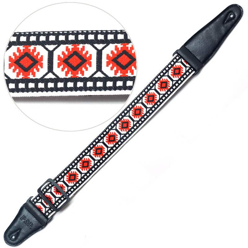 Sangle de guitare réglable - Tissu motif Jacquard en pur coton - modèle 5