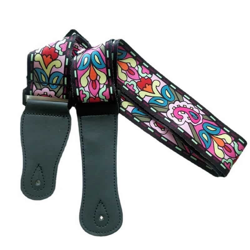 Sangles de guitare multicolores réglables avec impression colorée en Nylon - Modèles au choix
