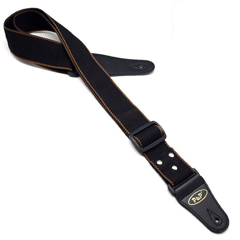 Sangle de couleur unie pour guitare classique - modèle noir